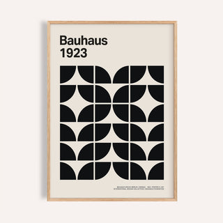 Bold black mid century art prints poster with geometric pattern for office