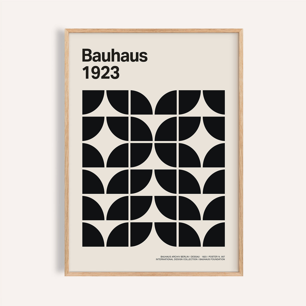 Bold black mid century art prints poster with geometric pattern for office