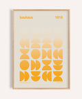 Bright yellow posters bauhaus print featuring abstract geometric shapes