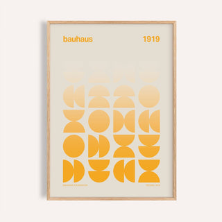 Bright yellow posters bauhaus print featuring abstract geometric shapes
