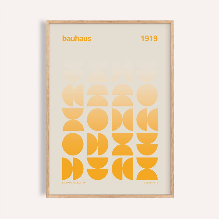 Bright yellow posters bauhaus print featuring abstract geometric shapes