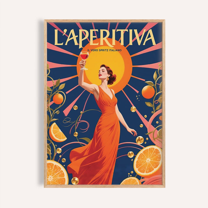 Orange-themed Aperol Spritz Gift poster with citrus tones for home bar