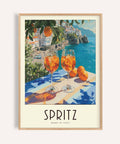 Spritz drinks on a terrace in Cocktail Art Decor print with coastal view for bar area