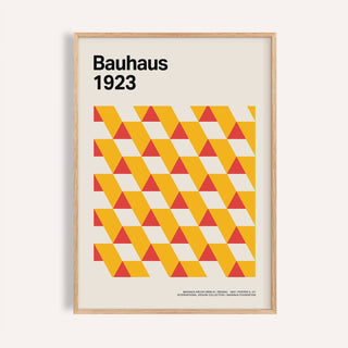 Yellow and red triangle art posters gallery print for modern living room walls