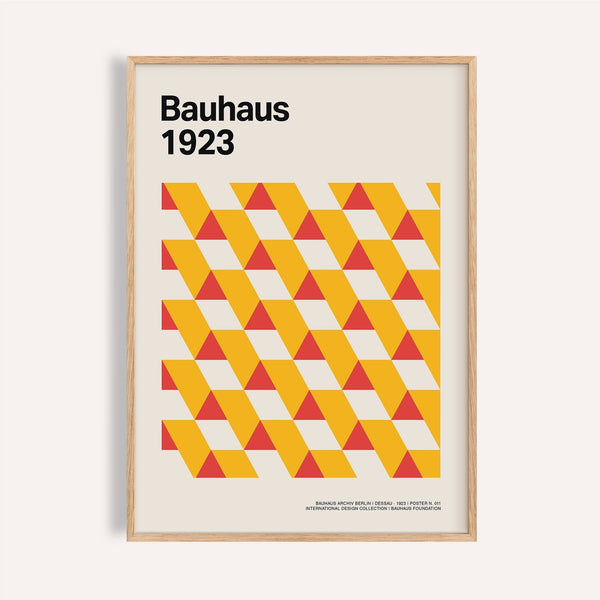 Yellow and red triangle art posters gallery print for modern living room walls