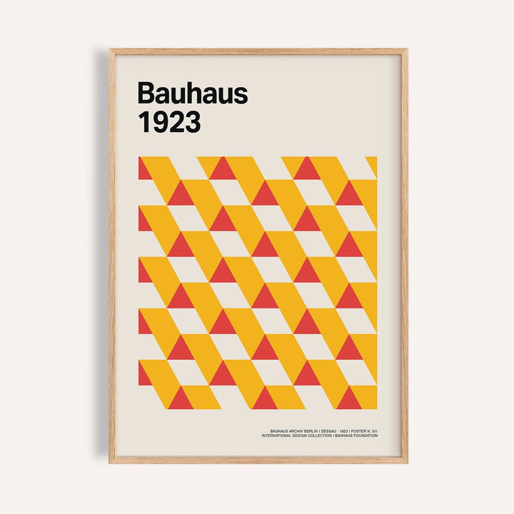 Yellow and red triangle art posters gallery print for modern living room walls