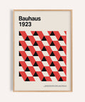 Red and black geometric bauhaus pictures for modern living room decor