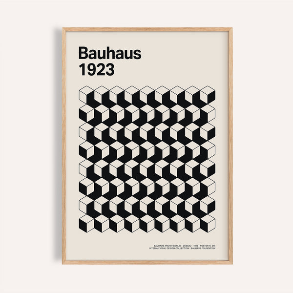 Black and white cube bauhaus design poster for modern studio walls