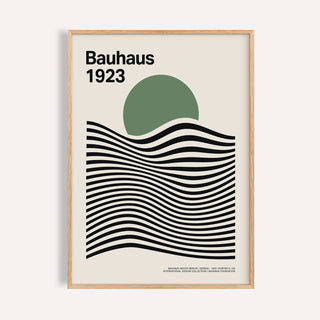Black wave sage green print for modern minimalist living room wall