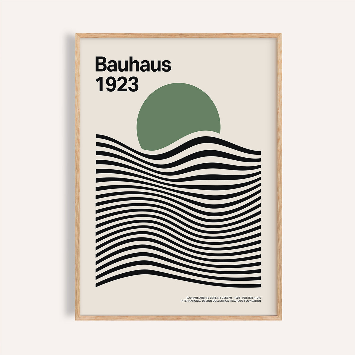 Black wave sage green print for modern minimalist living room wall