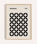 Beige and black mid century wall print with Bauhaus-inspired design