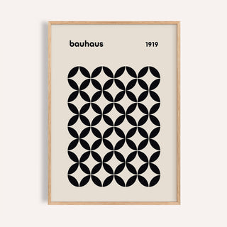 Beige and black mid century wall print with Bauhaus-inspired design