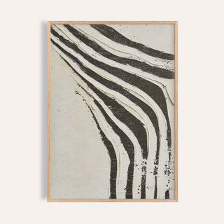 Big Abstract Art framed print featuring black and white zebra stripes in an abstract minimalist style