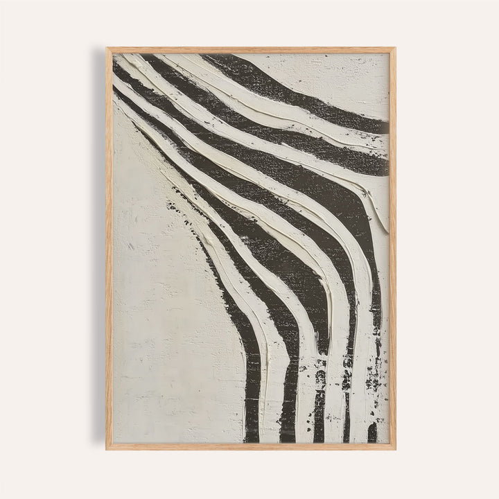Big abstract art with zebra-style black and white texture for living room