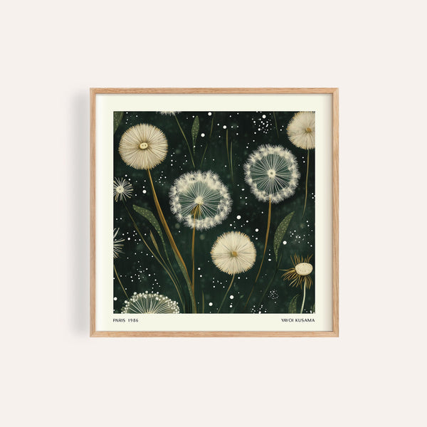 Square wall art featuring a minimalist dandelion design