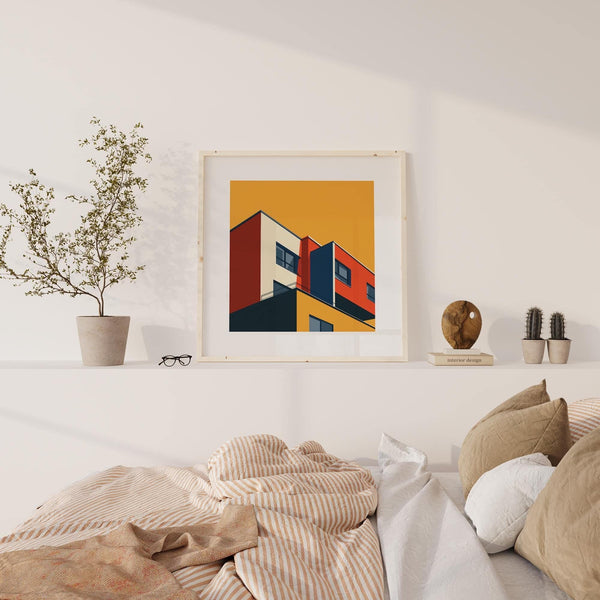 Large Bauhaus architecture print for statement walls