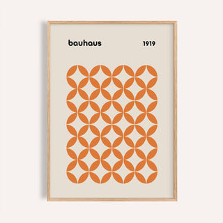 Bold orange minimalist print with geometric circle grid for kitchen wall