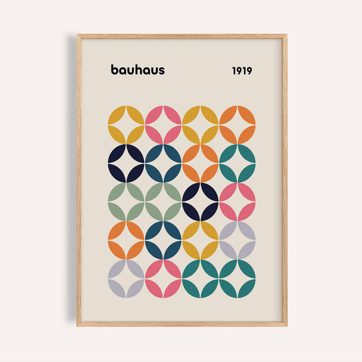 Vibrant colorful wall art office print with geometric circle pattern