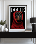 Sophisticated Rottweiler Art poster in Black and Red for study