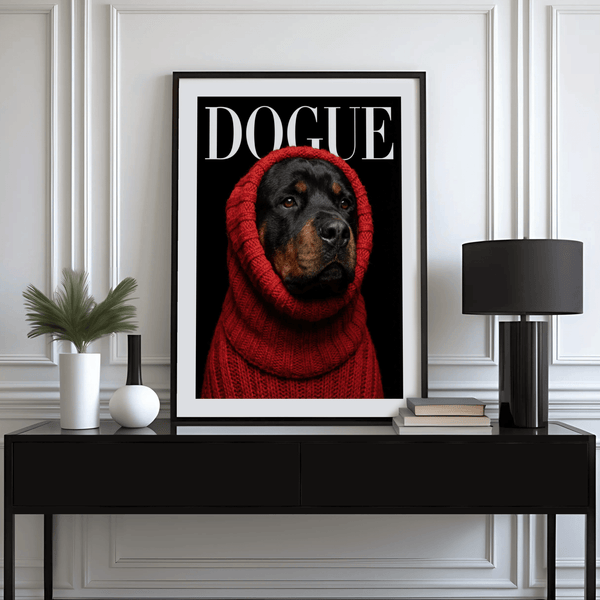 Sophisticated Rottweiler Art poster in Black and Red for study