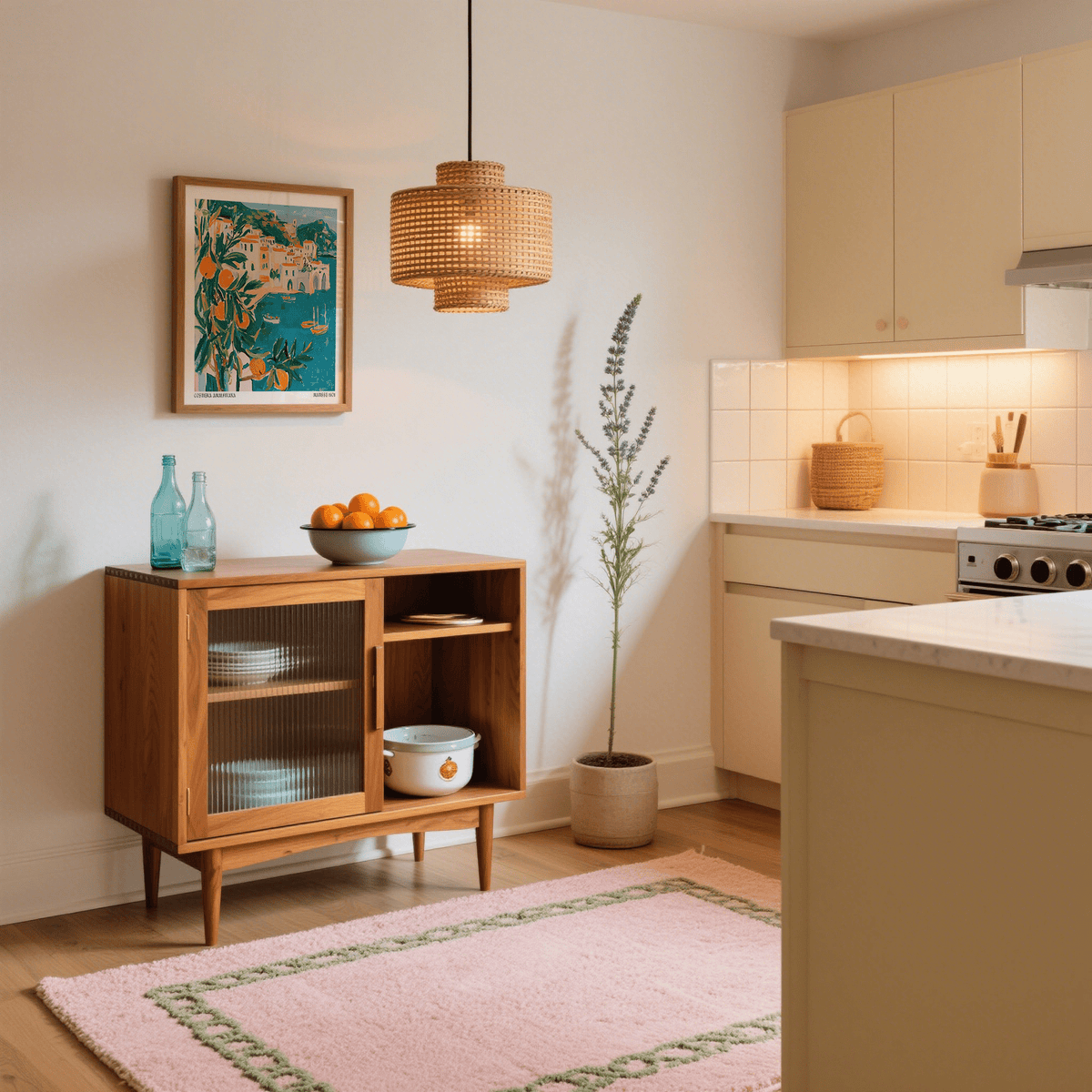 Amalfi Coast Print in traditional Italian kitchen