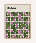 Olive green and pink Bauhaus Exhibition 1923 print for modern living room wall art