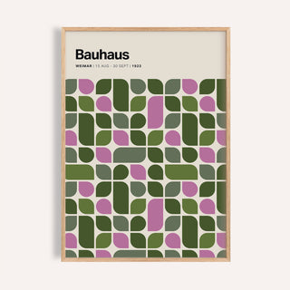 Olive green and pink Bauhaus Exhibition 1923 print for modern living room wall art