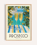 Sunny Vintage Italian Poster with prosecco and lemon for stylish kitchen wall art