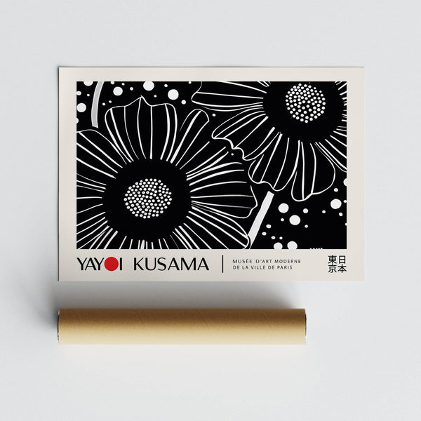 Elegant floral print featured in Japandi-style horizontal wall hanging