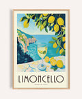 Vibrant Vintage Italian Drink Posters print with limoncello and lemons for kitchen wall