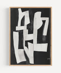 Monochrome abstract Wabi Sabi wall art for modern decor, high-contrast geometric design