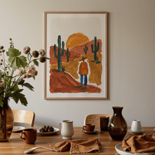 Desert Landscape Art Print showcasing warm Brown terrain for rustic kitchens