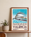 Centered Valencia Architecture Print poster featuring Palau de Les Arts and stylized water reflections