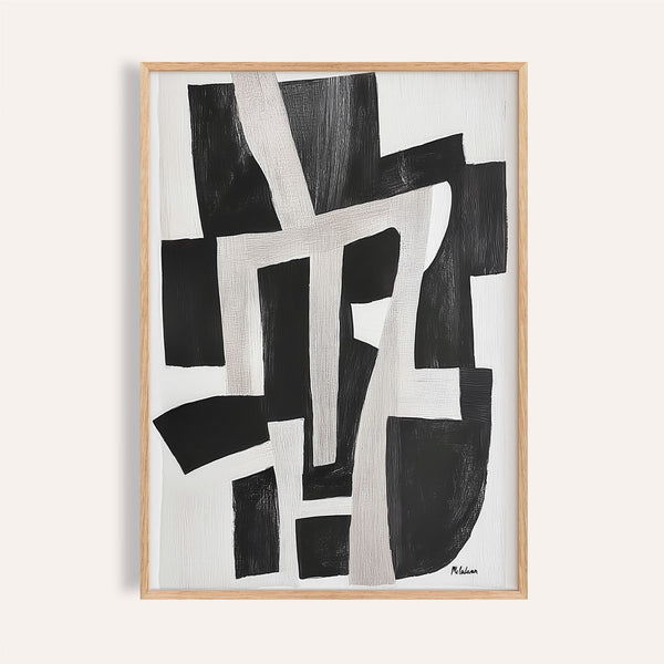 Monochrome abstract design featured in wabi sabi home decor print