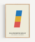 Ellsworth Kelly-inspired abstract poster in blue, yellow, and red
