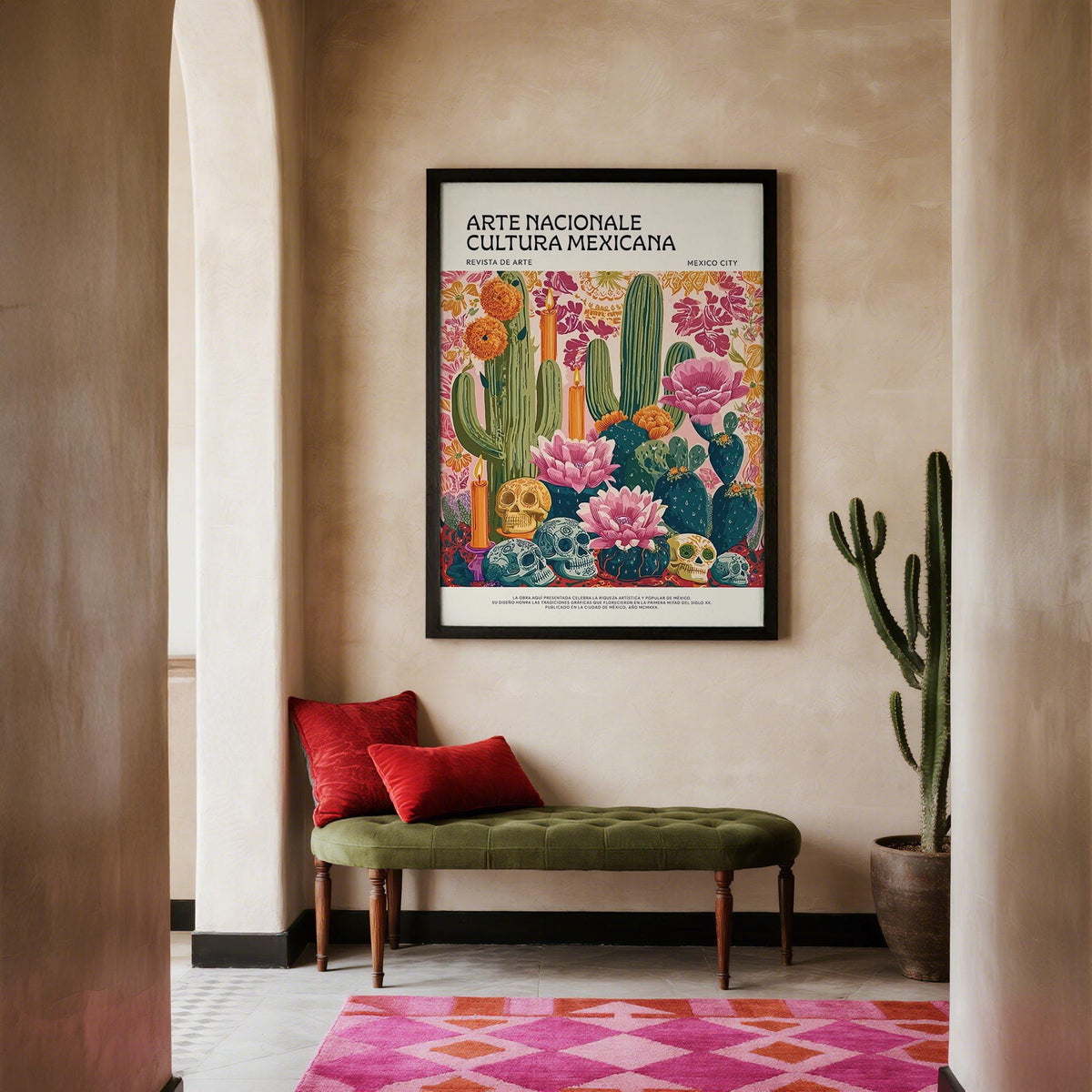 Mexican-inspired Day of the Dead wall art for home or altar display.