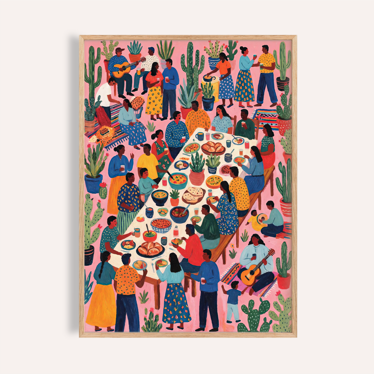 Colorful Fiesta Wall Art in Pink and Multicolored for dining room print