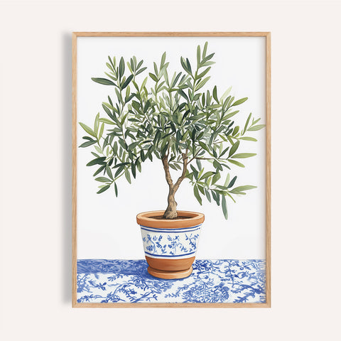 Olive Tree Art print in green tones, perfect for a kitchen wall