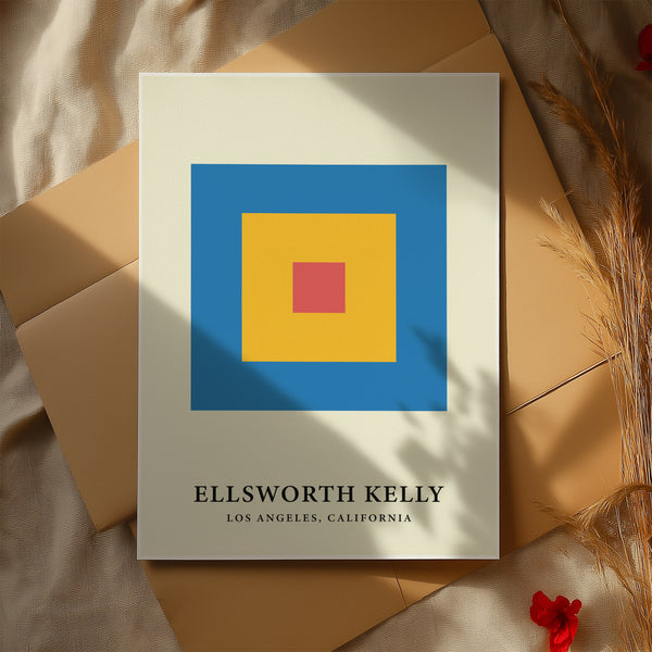 Yellow square centerpiece in abstract minimalist art format
