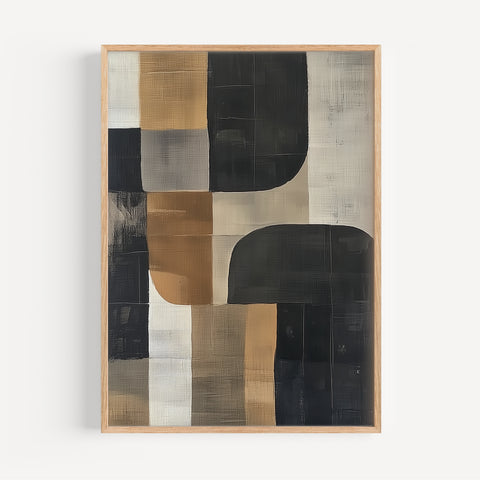 Minimalist Wabi Sabi art print in black and gold, perfect for contemporary decor