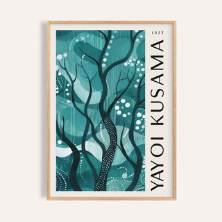 Green nature poster inspired by Yayoi Kusama