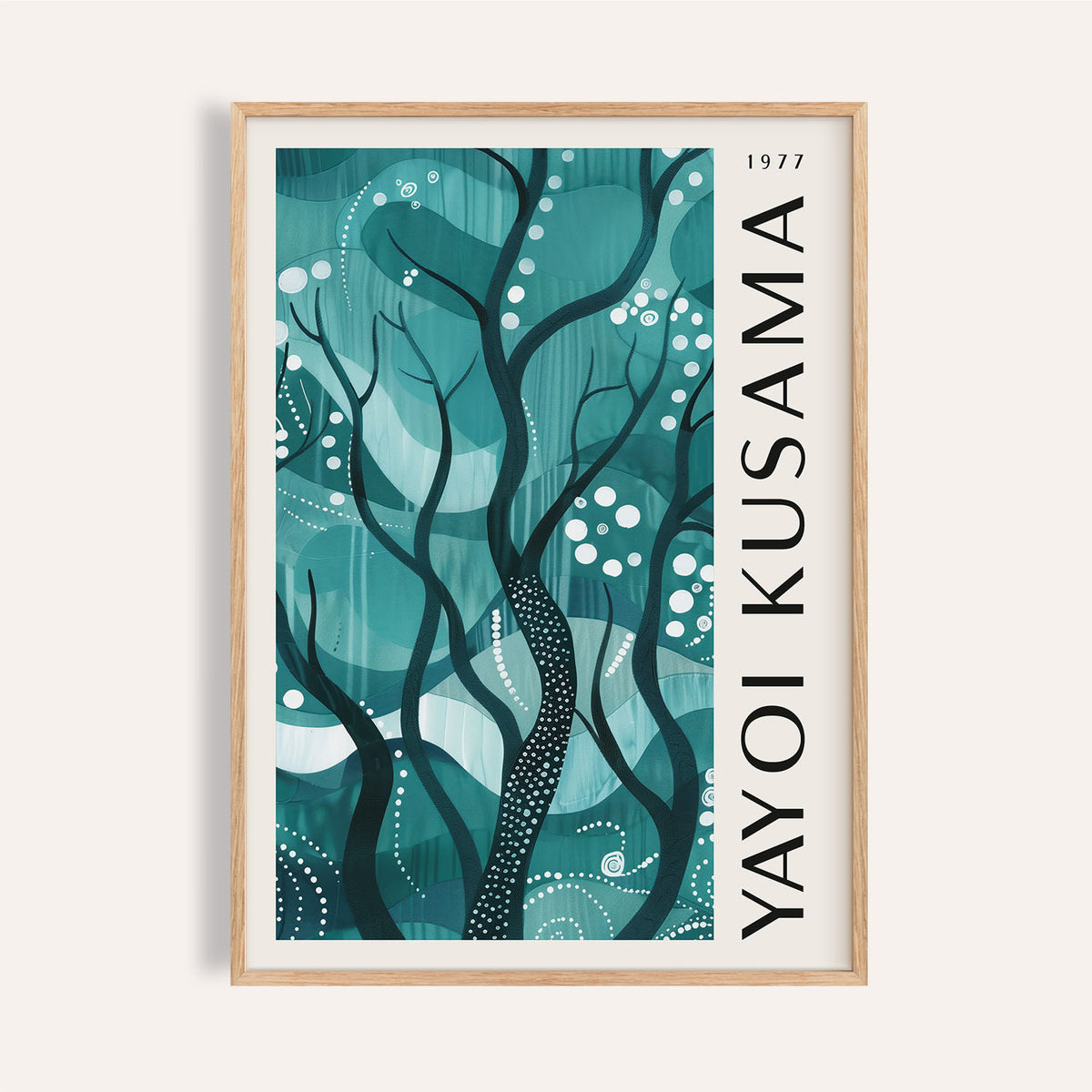 Green nature poster inspired by Yayoi Kusama