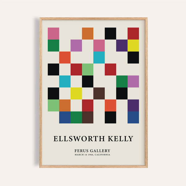 Vibrant geometric posters for office featuring a structured grid design