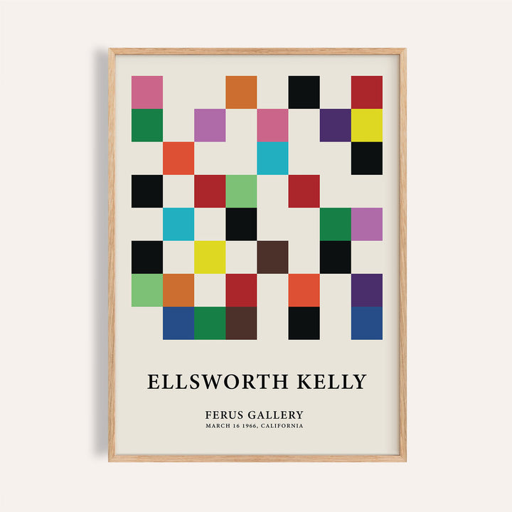 Vibrant geometric posters for office featuring a structured grid design