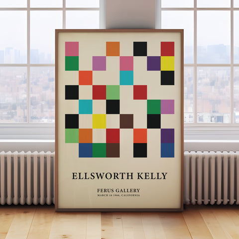 Ellsworth Kelly Geometric Grid Print with vibrant colours
