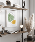 Abstract Watercolor Art print with Green and Yellow tones for workspace
