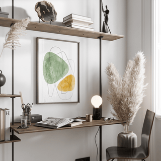 Abstract Watercolor Art print with Green and Yellow tones for workspace
