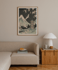 Crane Japanese Art print in Black and Yellow for entryway