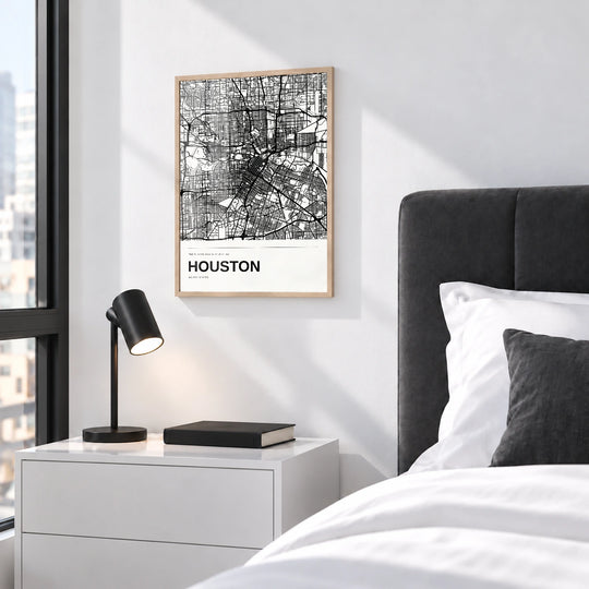 Houston Black and White Map Print — Personalised