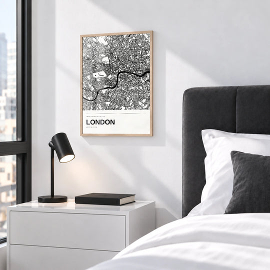 Affiche cartographique en noir et blanc de Londres - Personnalisée